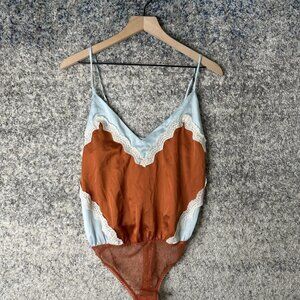 Intimately Free People Bodysuit Womens Small Lace Trim Sheer Mesh